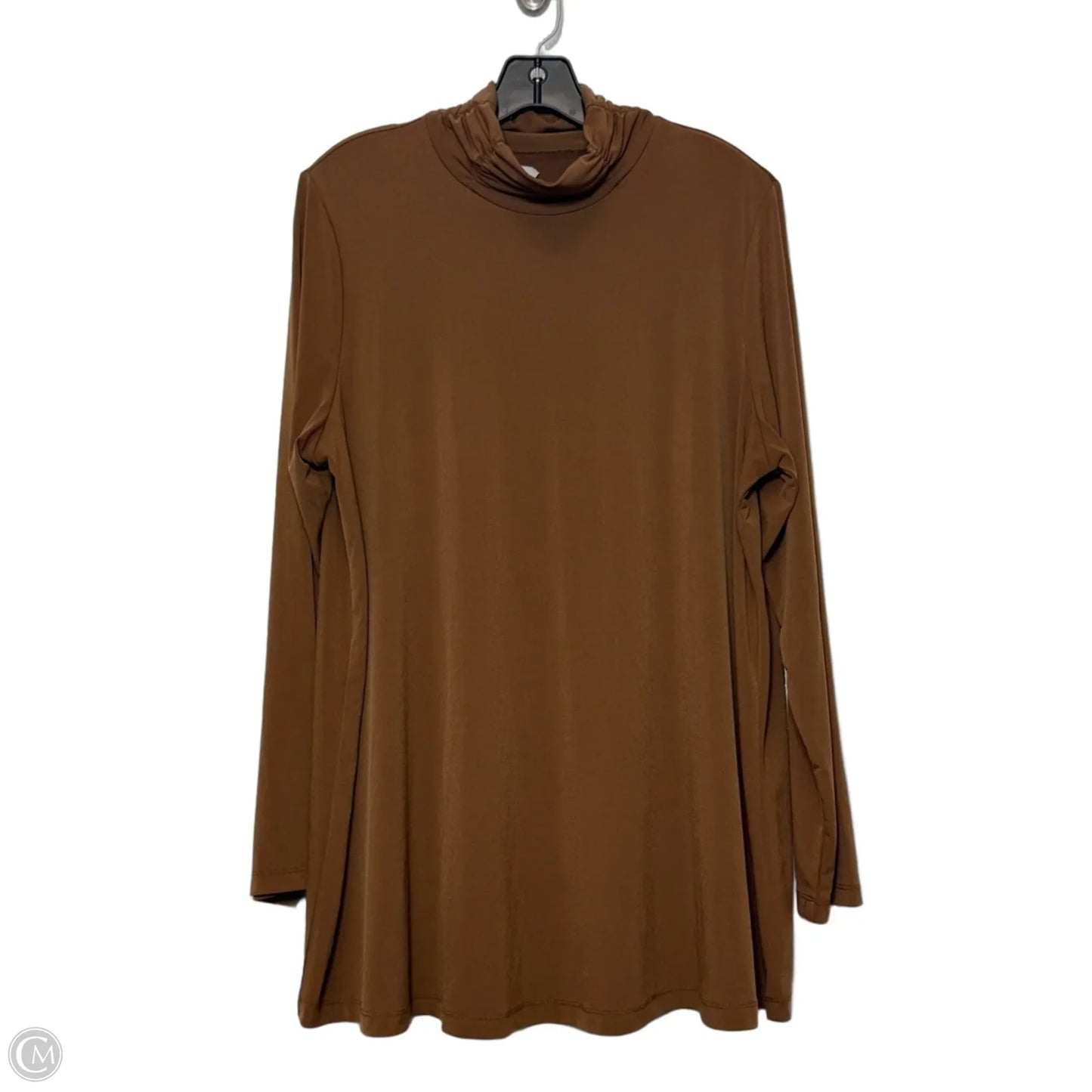 Top Long Sleeve By Susan Graver In Brown, Size: 1x