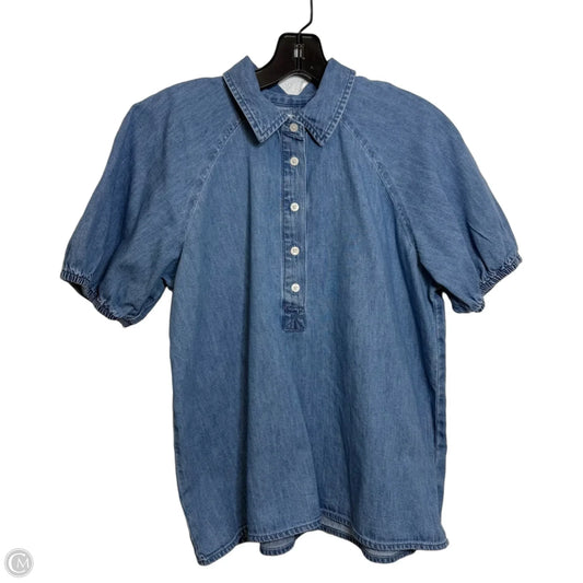Top Short Sleeve By Loft In Blue Denim, Size: S