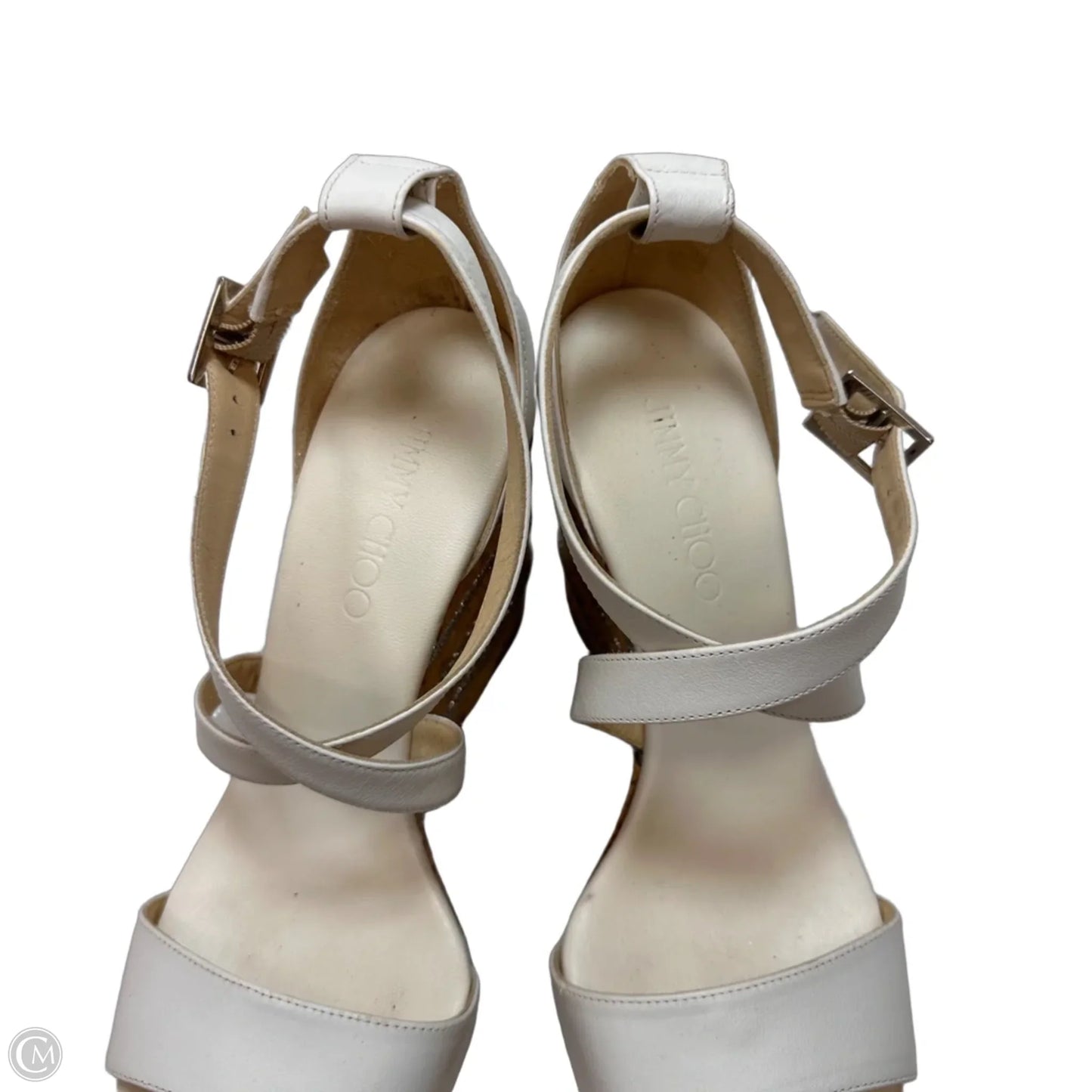 Sandals Luxury Designer By Jimmy Choo In White, Size: 39.5
