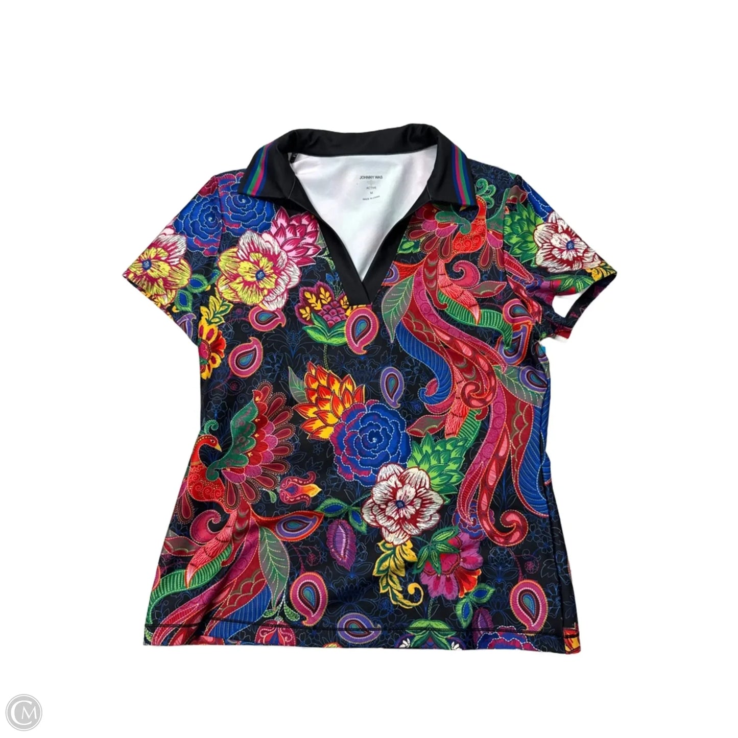 Top Short Sleeve By Johnny Was In Multi-colored, Size: M