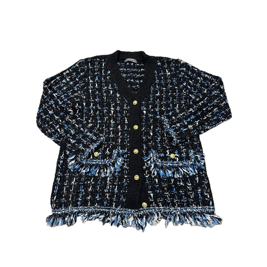Blazer / Cardigan By Anthropologie In Black & Blue, Size: M