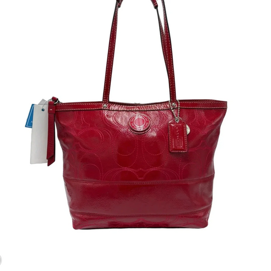 Coach Signature Patent Leather Tote Designer Handbag