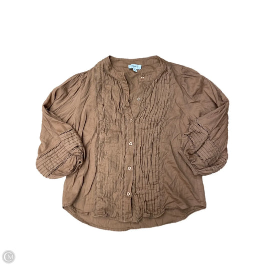 Top Long Sleeve By Evereve In Brown, Size: M
