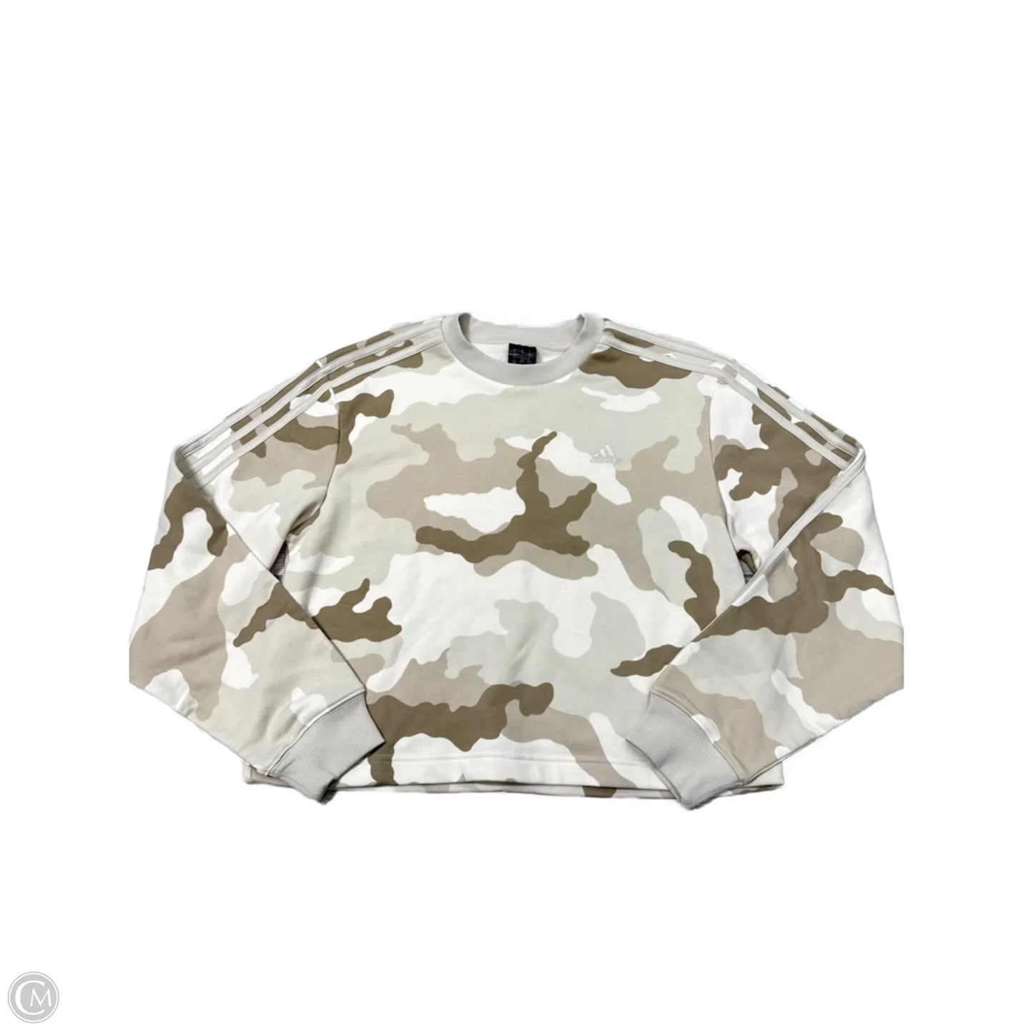 Athletic Sweatshirt Crewneck By Adidas In Cream & Tan, Size: S