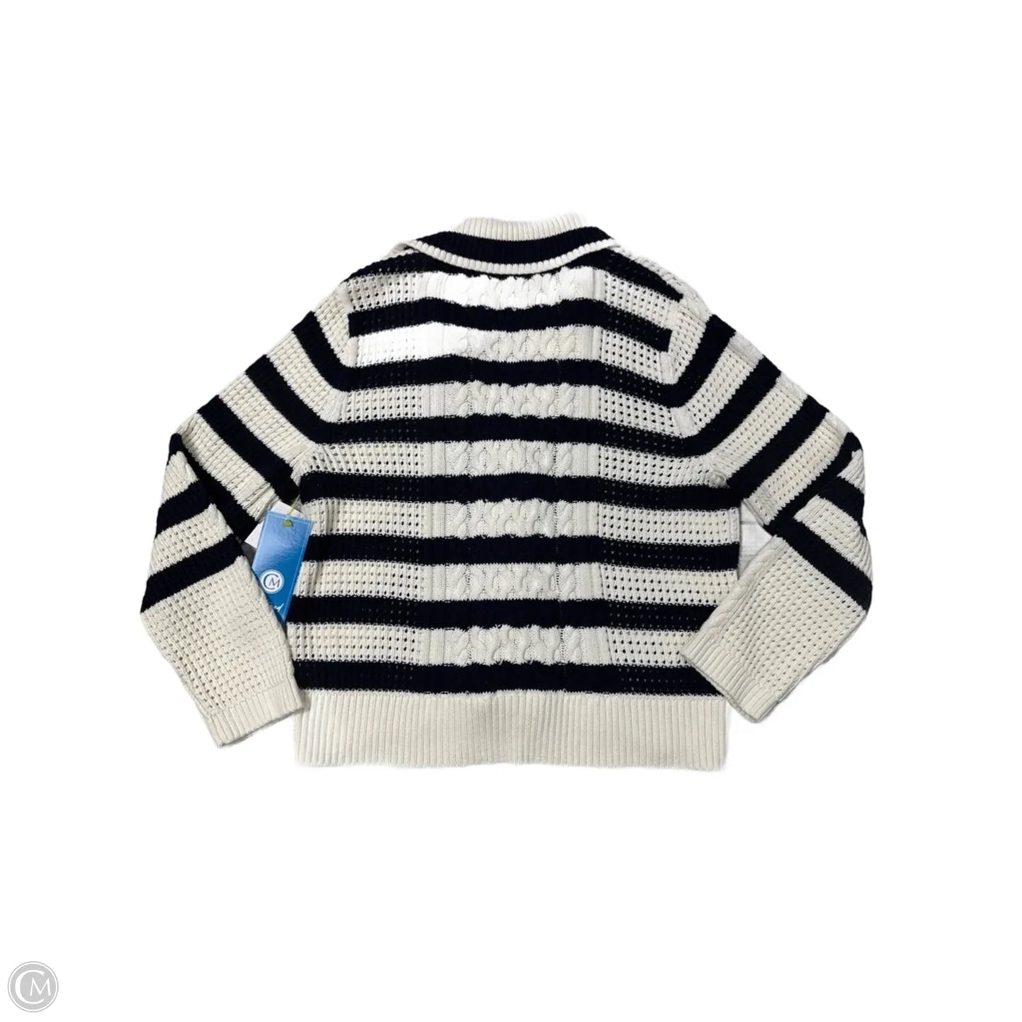 Sweater Cardigan By Talbots In Striped Pattern, Size: Xl