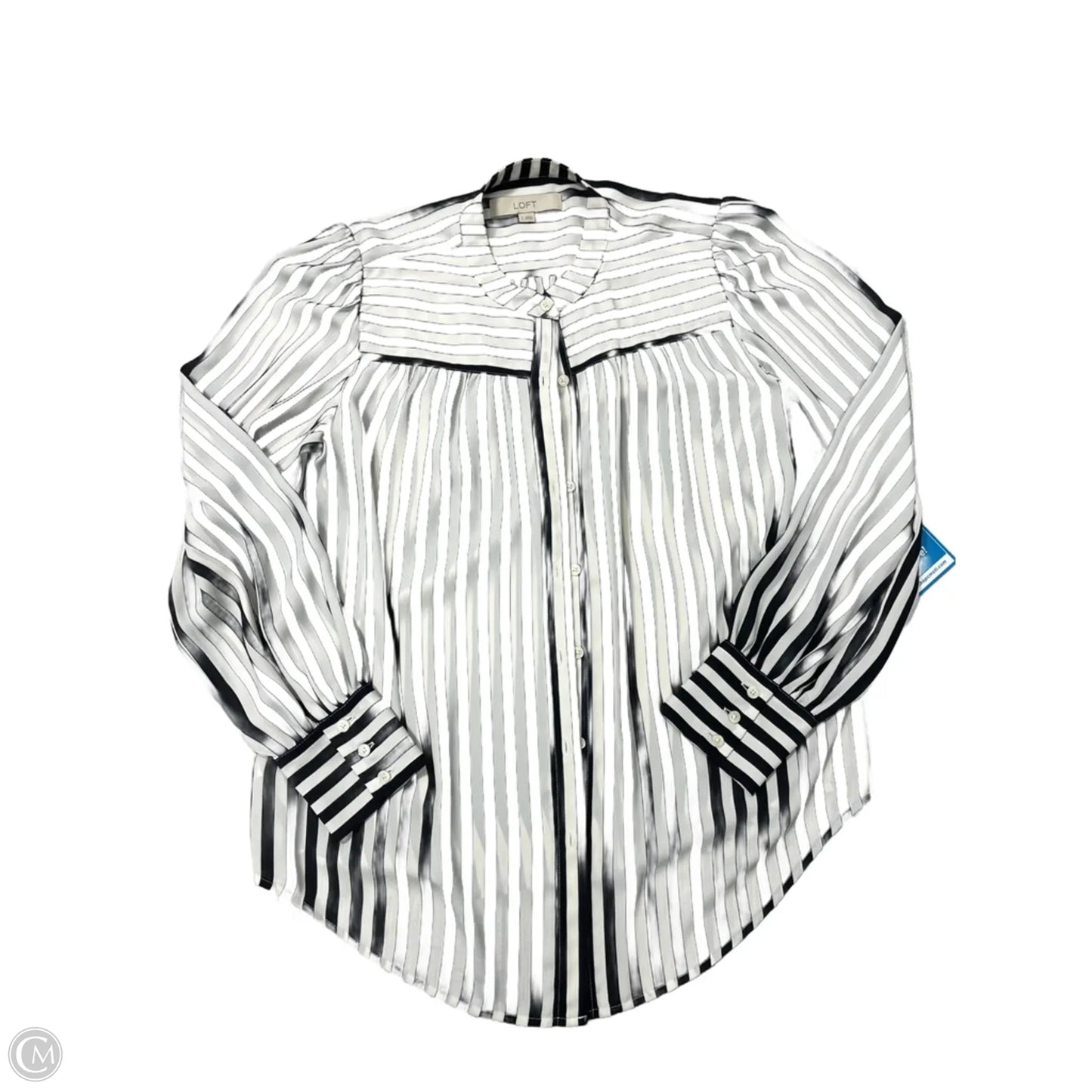 Blouse Long Sleeve By Loft In Black & White, Size: S