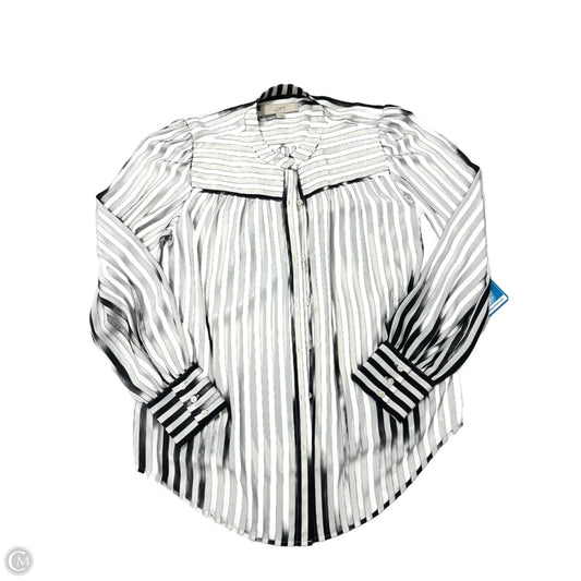 Blouse Long Sleeve By Loft In Black & White, Size: S