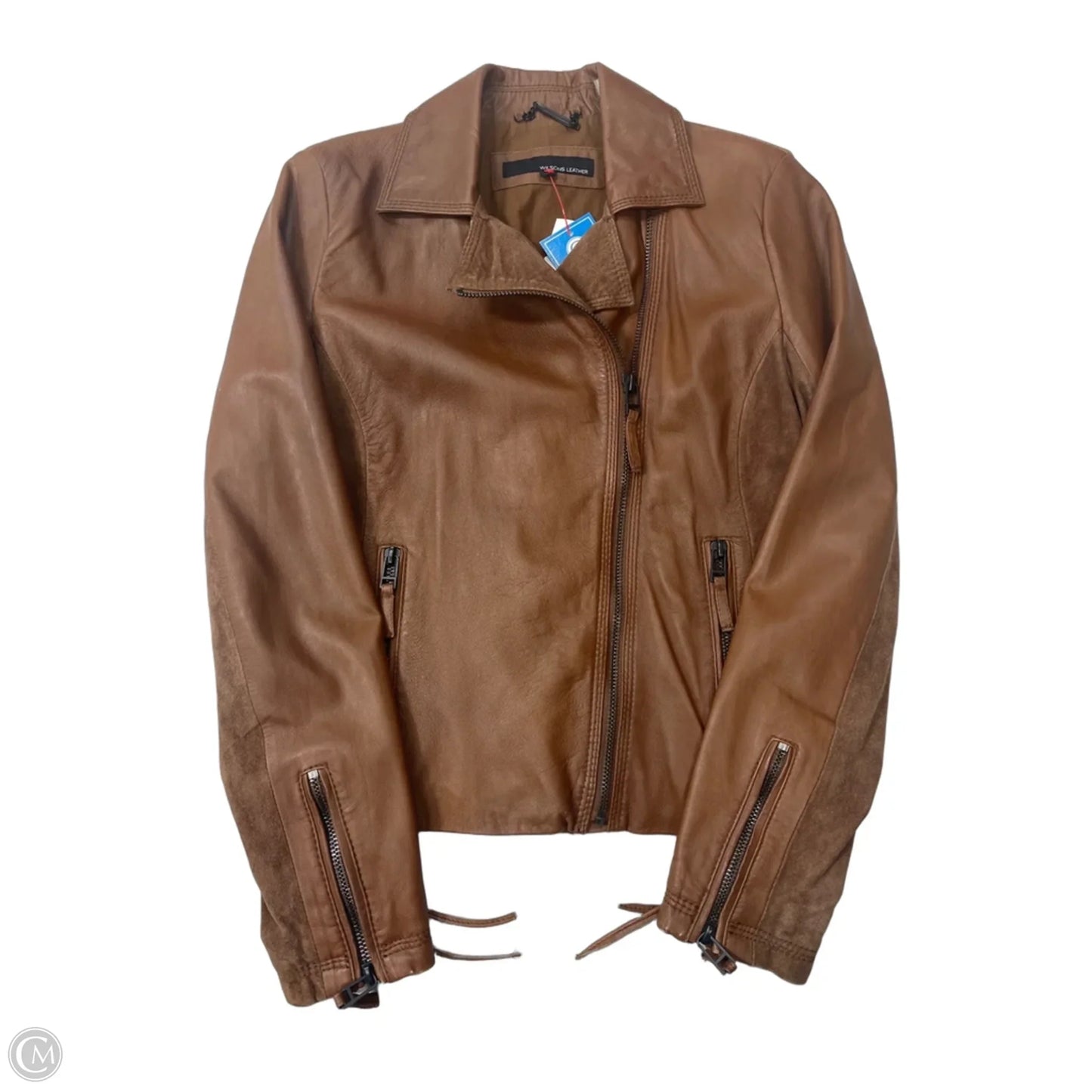 Jacket Leather By Wilsons Leather In Brown, Size: M
