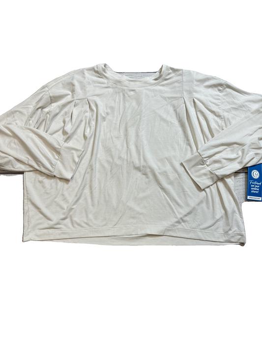 Athletic Top Long Sleeve Collar By Athleta In White, Size: L