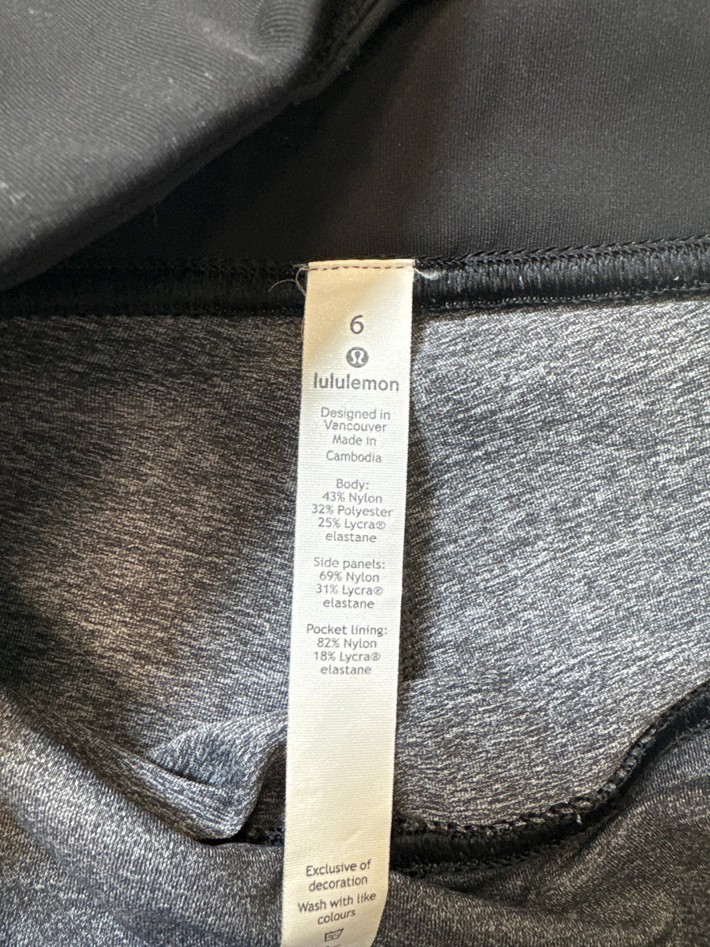 Athletic Leggings By Lululemon In Black & Grey, Size: S