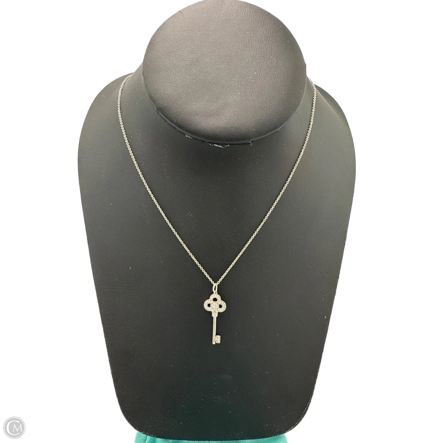 Tiffany & Company Luxury Crown Key 18K White Gold with Diamonds Necklace