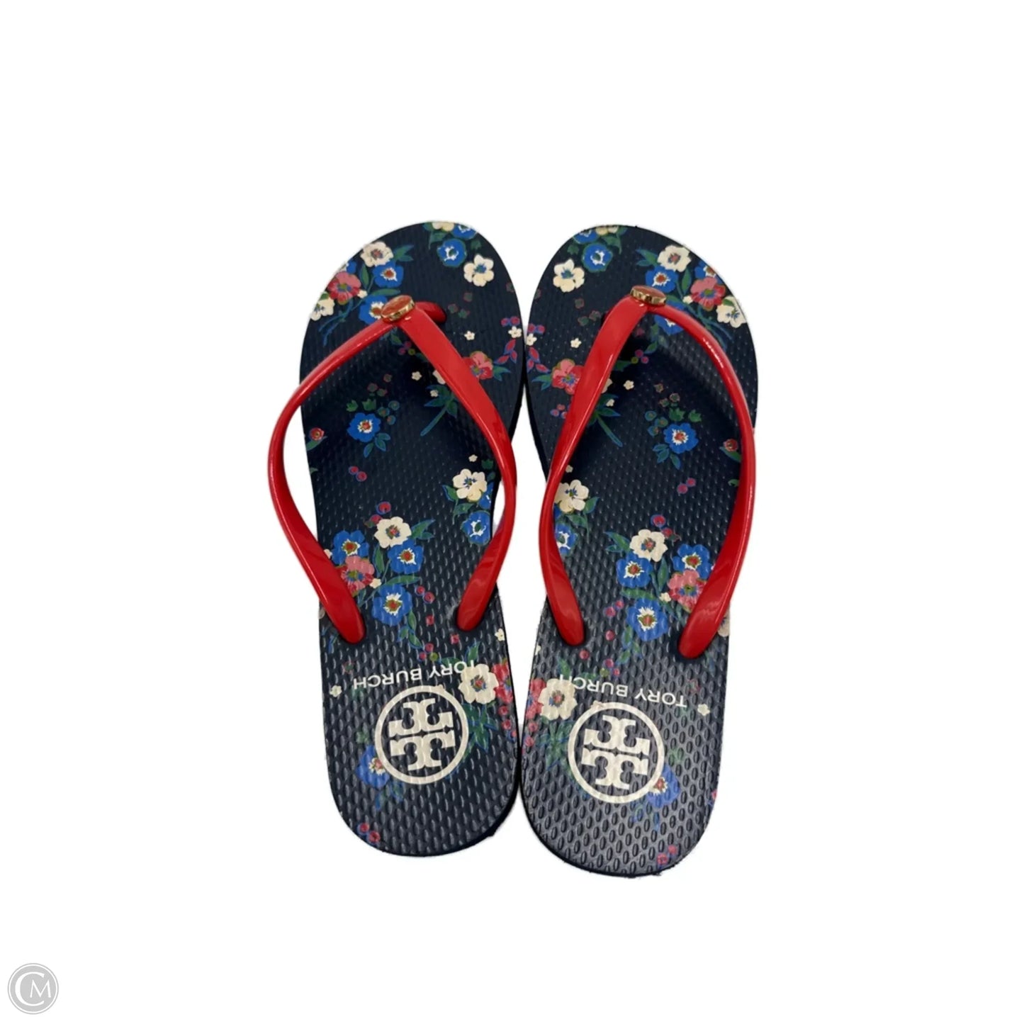 Sandals / Fl9ip Flops Designer By Tory Burch In Floral Print, Size: 8