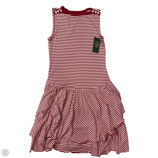 Dress Casual Midi By Lauren By Ralph Lauren In Cream & Red, Size: S
