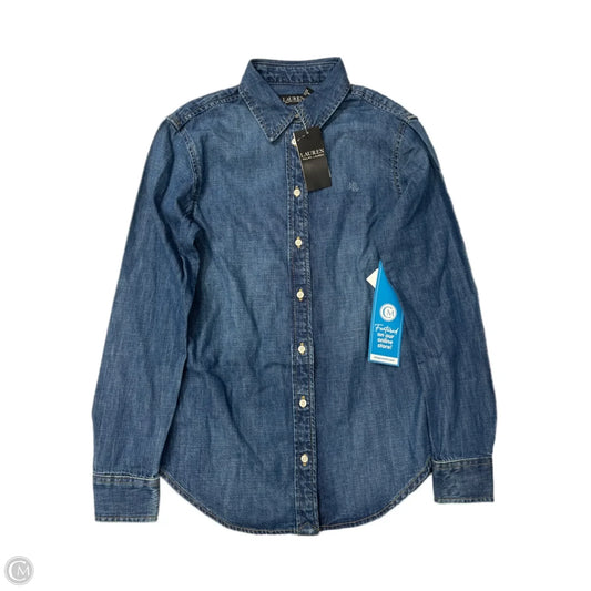 Top Long Sleeve By Ralph Lauren In Blue Denim, Size: Xs