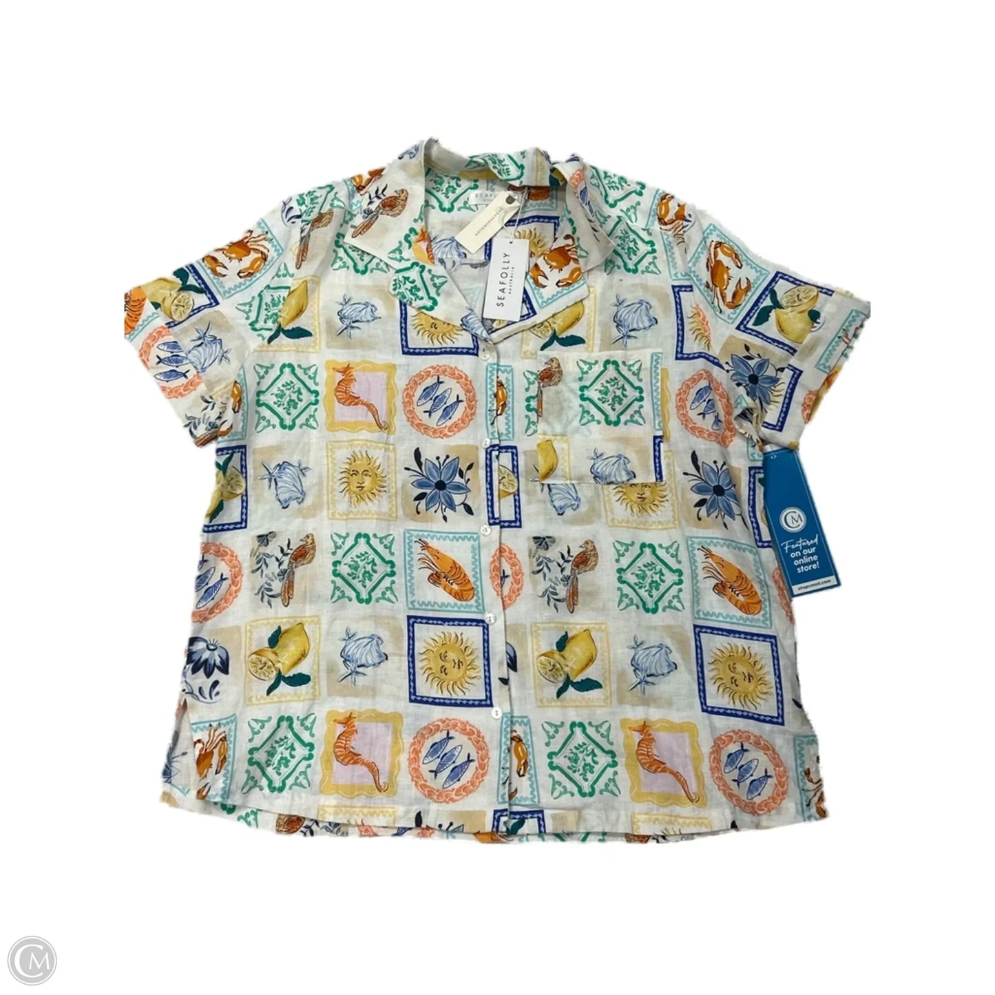 Top Short Sleeve By Seafolly In Multi-colored, Size: L