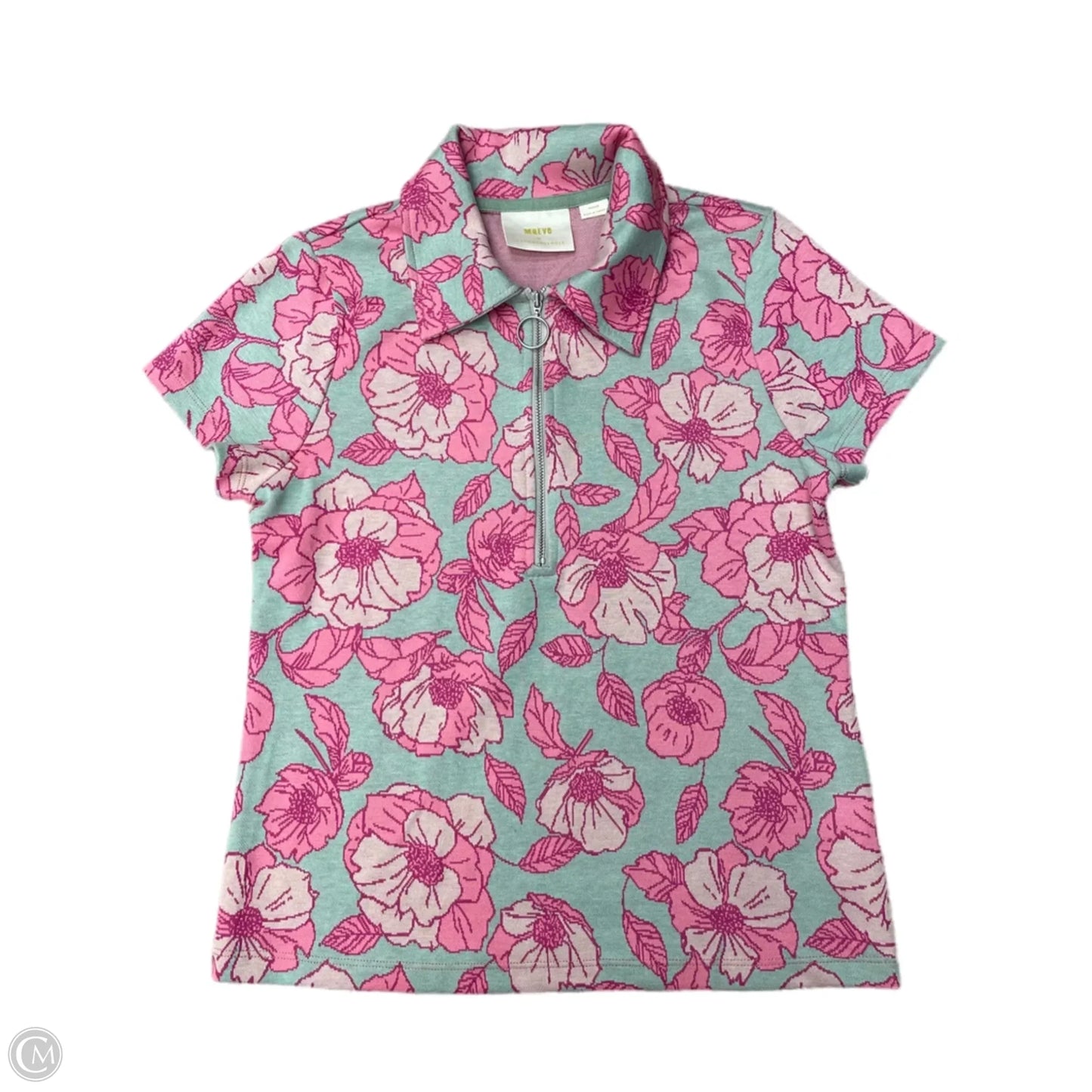 Top Short Sleeve By Maeve In Green & Pink, Size: M