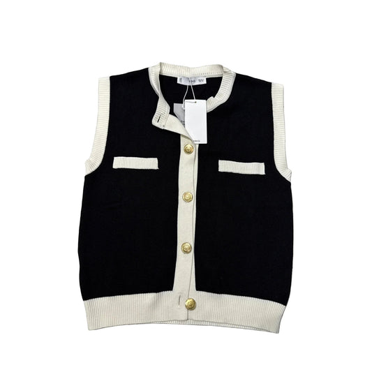 New! Sweater Short Sleeve By Mng In Black & White, Size: S
