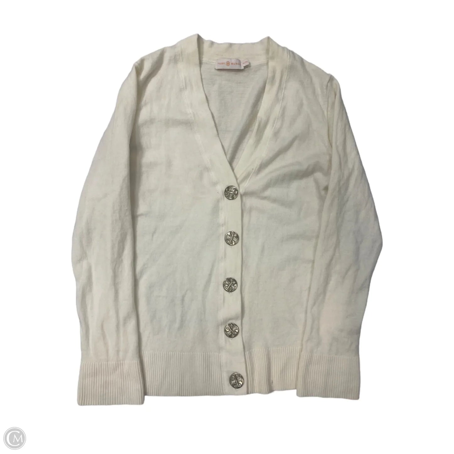 Sweater Cardigan Designer By Tory Burch In Cream, Size: Xl