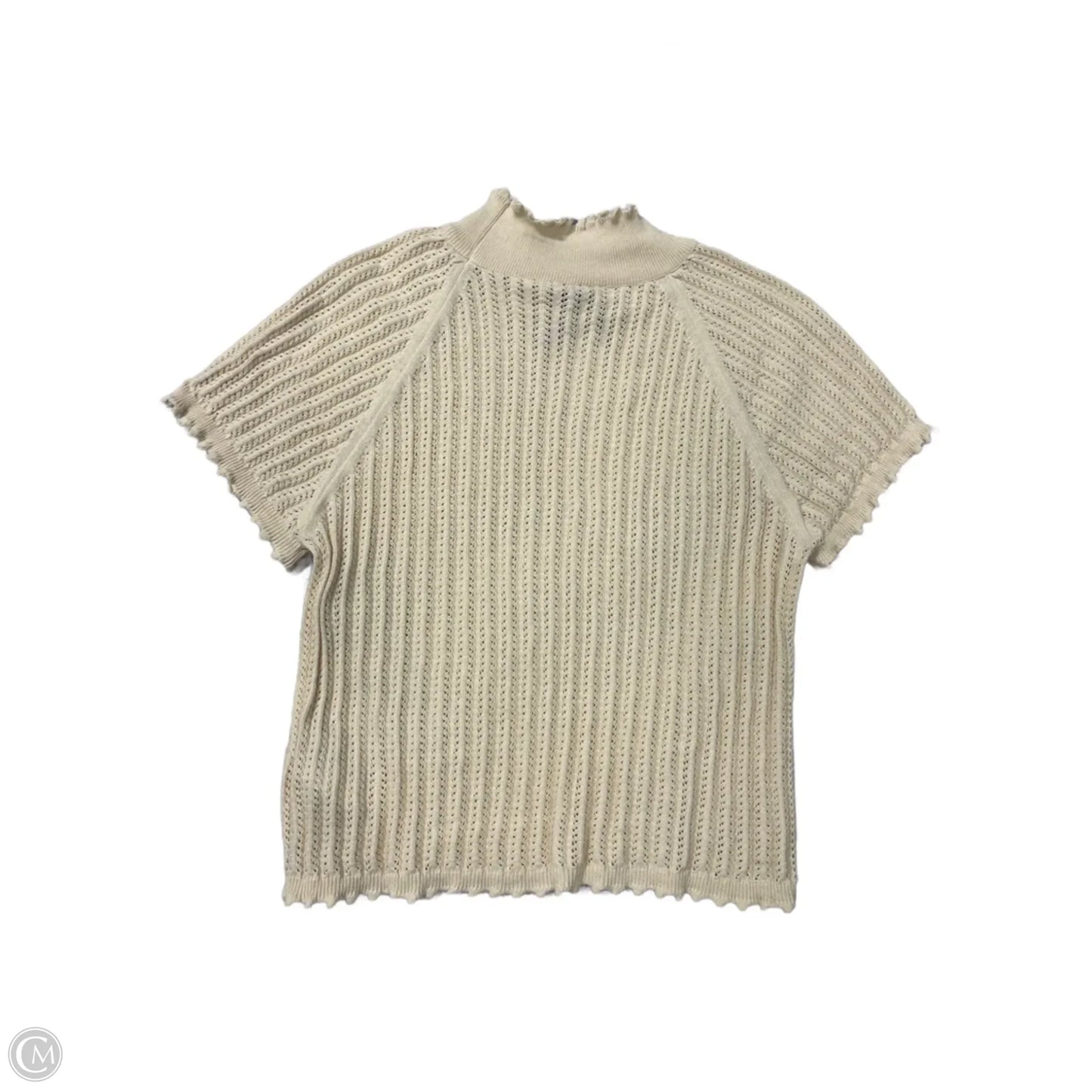 Top Short Sleeve By Anthropologie In Cream, Size: L