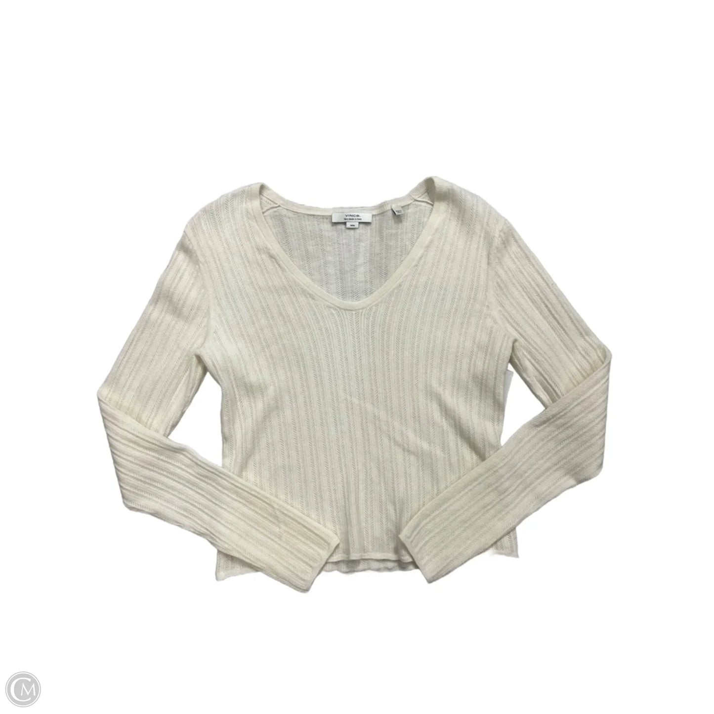 Top Long Sleeve By Vince In White, Size: M