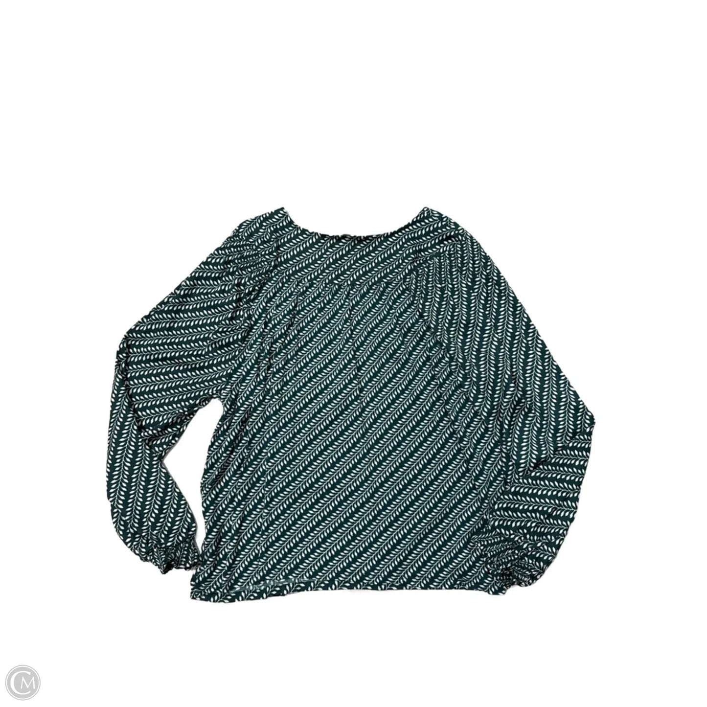 Top Long Sleeve By Loft In Green & White, Size: Xxl