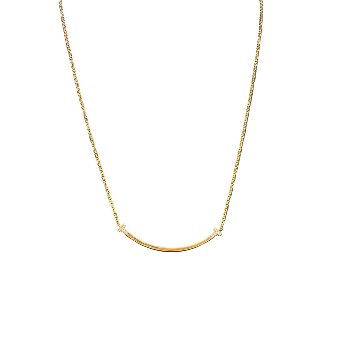 T Smile Necklace in Rose Gold with Diamonds By Tiffany and Company