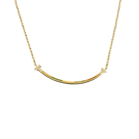 T Smile Necklace in Rose Gold with Diamonds By Tiffany and Company