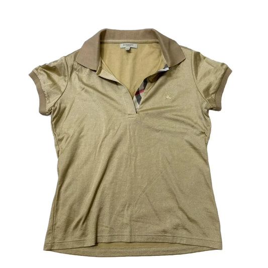 Top Short Sleeve Luxury Designer By Burberry In Gold, Size: M