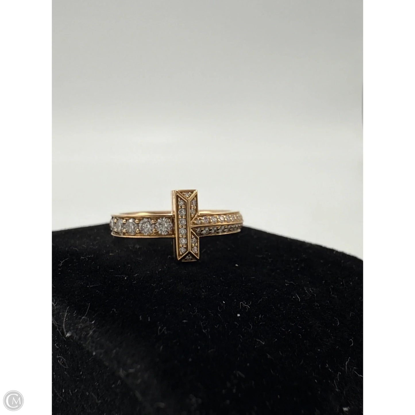 Tiffany & Company T1 Pave Narrow 18K Rose Gold Luxury Ring, Size: 6.5
