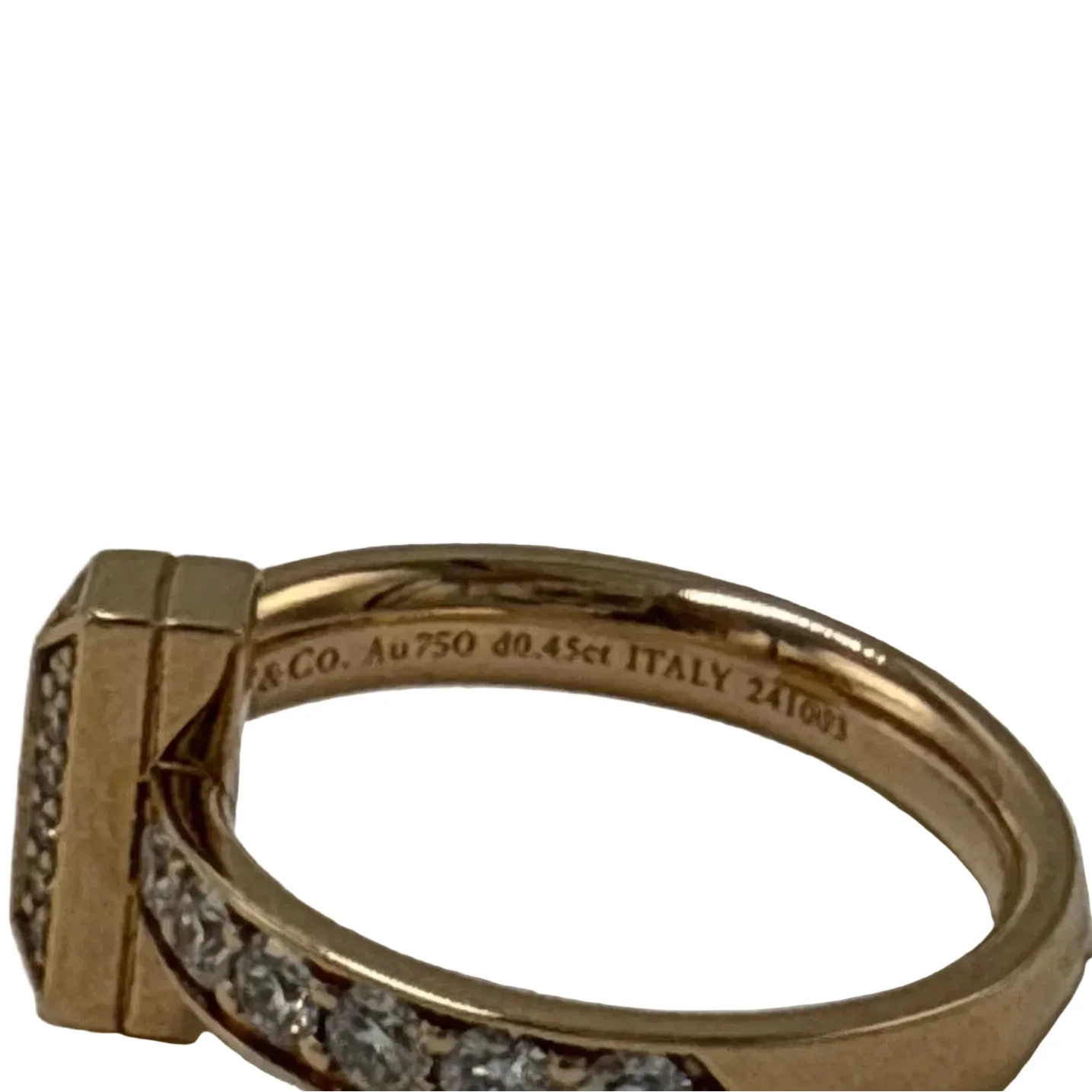 Tiffany & Company T1 Pave Narrow 18K Rose Gold Luxury Ring, Size: 6.5
