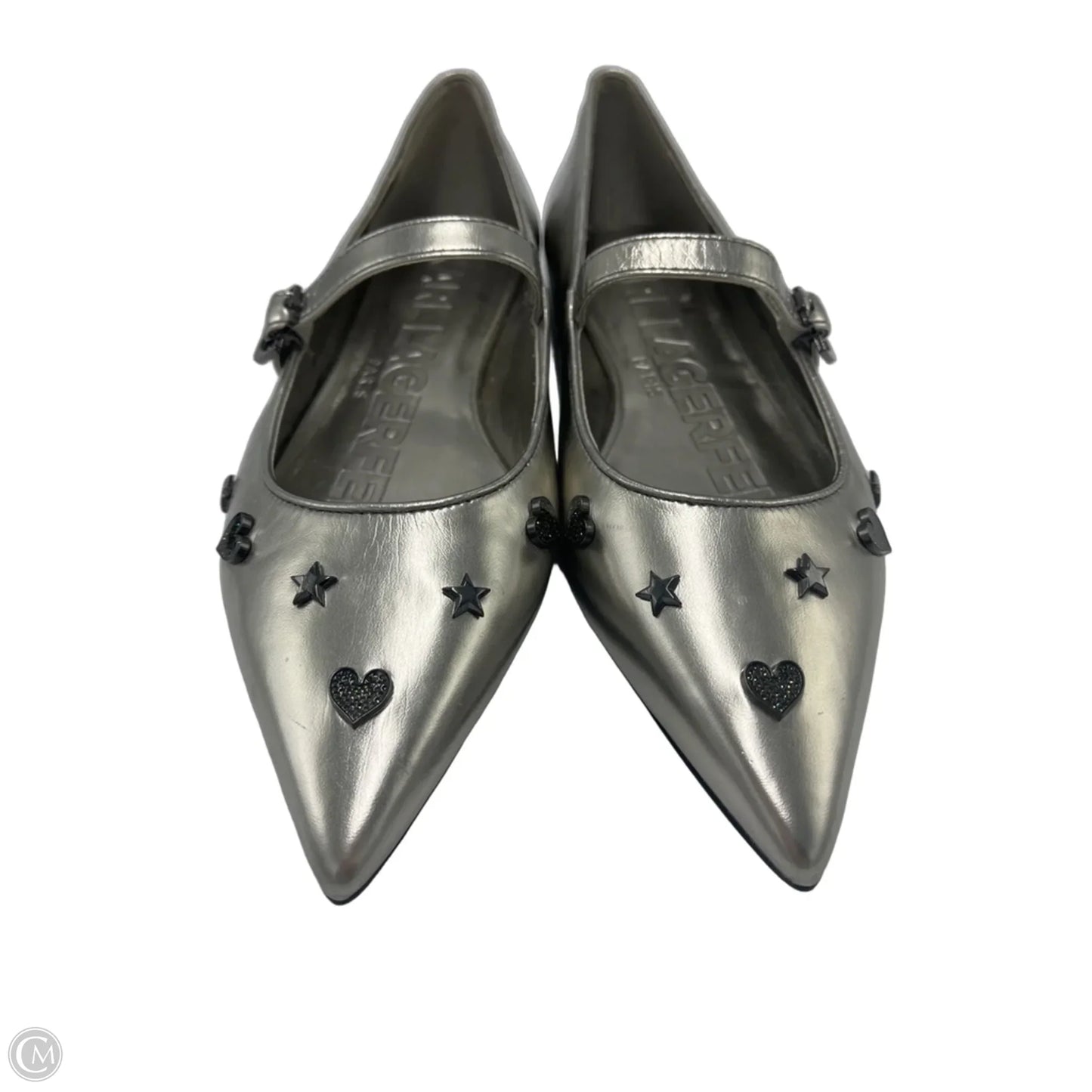 Shoes Designer By Karl Lagerfeld In Silver, Size: 7