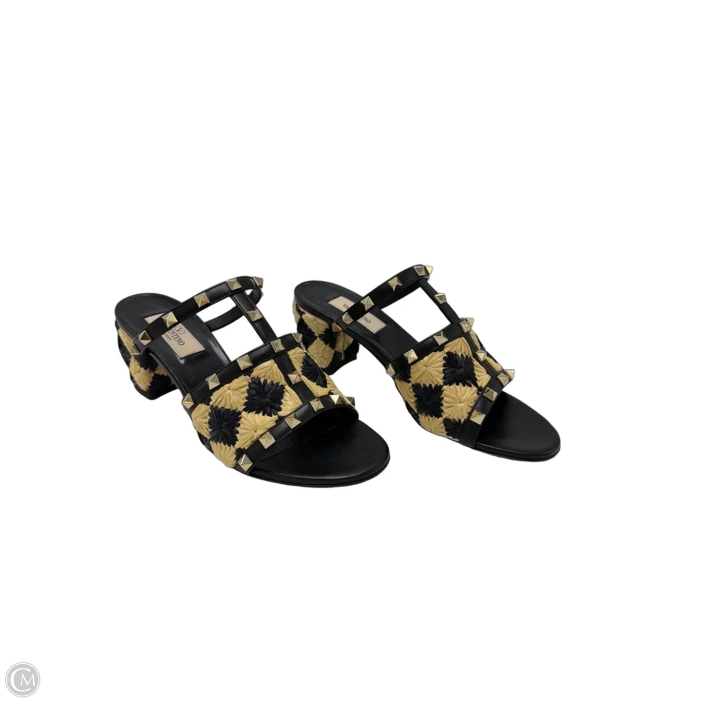 Valentino-Garavani Rockstud Raffia Luxury Heels , Size: 8 (38)