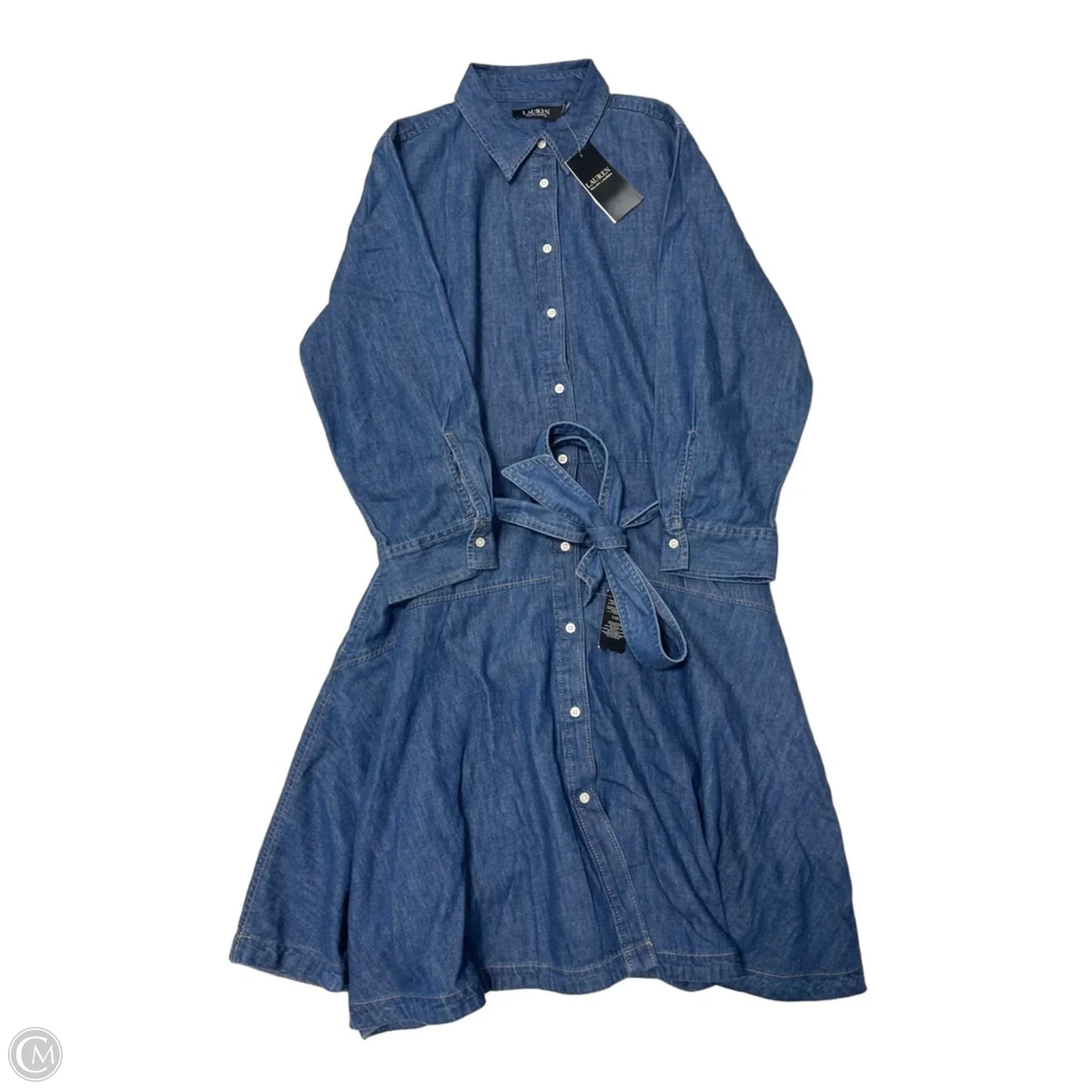 New! Dress Casual Midi By Lauren By Ralph Lauren In Blue Denim, Size: L