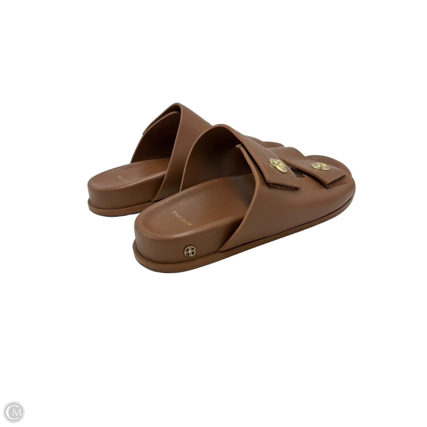Anine Bing Ella Designer Slide Sandals In Brown, Size: 7.5 (38)