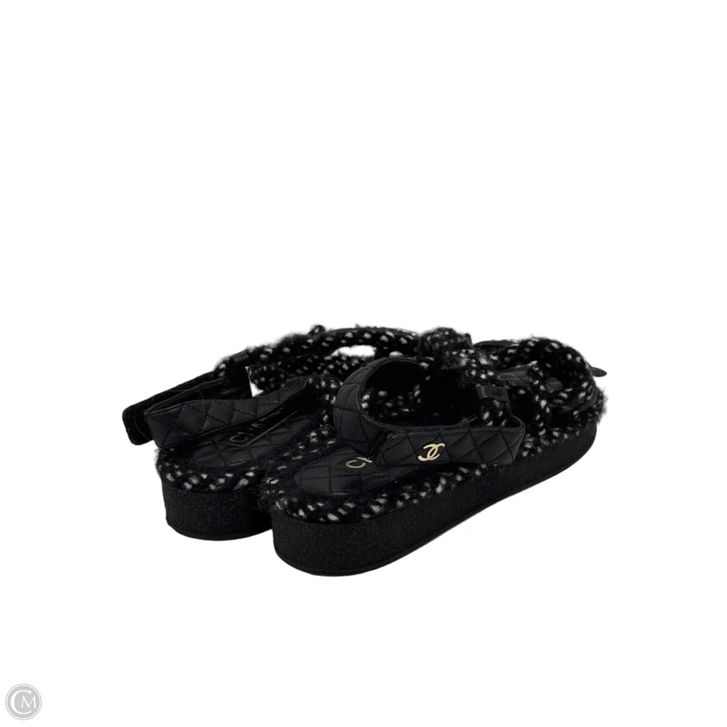 Chanel Cord Lambskin Logo Luxury Sandals, Size: 9 / 39