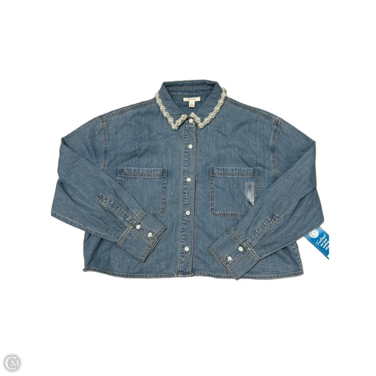 New! Top Long Sleeve By On 34th In Blue Denim, Size: L