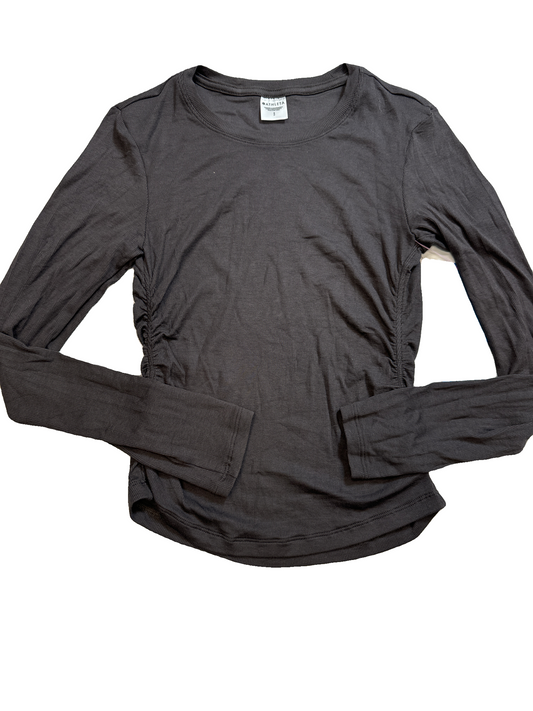 Athletic Top Long Sleeve Collar By Athleta In Brown, Size: S