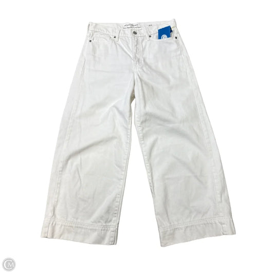 Jeans Wide Leg By Banana Republic In White Denim, Size: 4