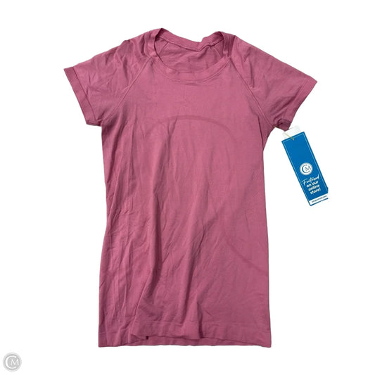 Athletic Top Short Sleeve By Lululemon In Pink, Size: 6