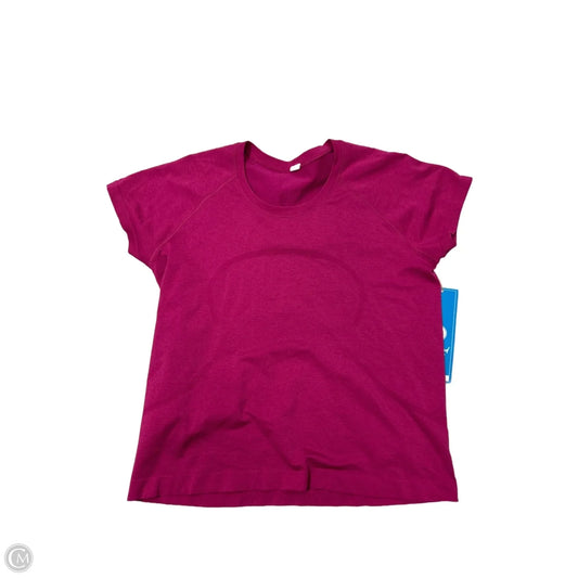 Athletic Top Short Sleeve By Lululemon In Pink, Size: 14