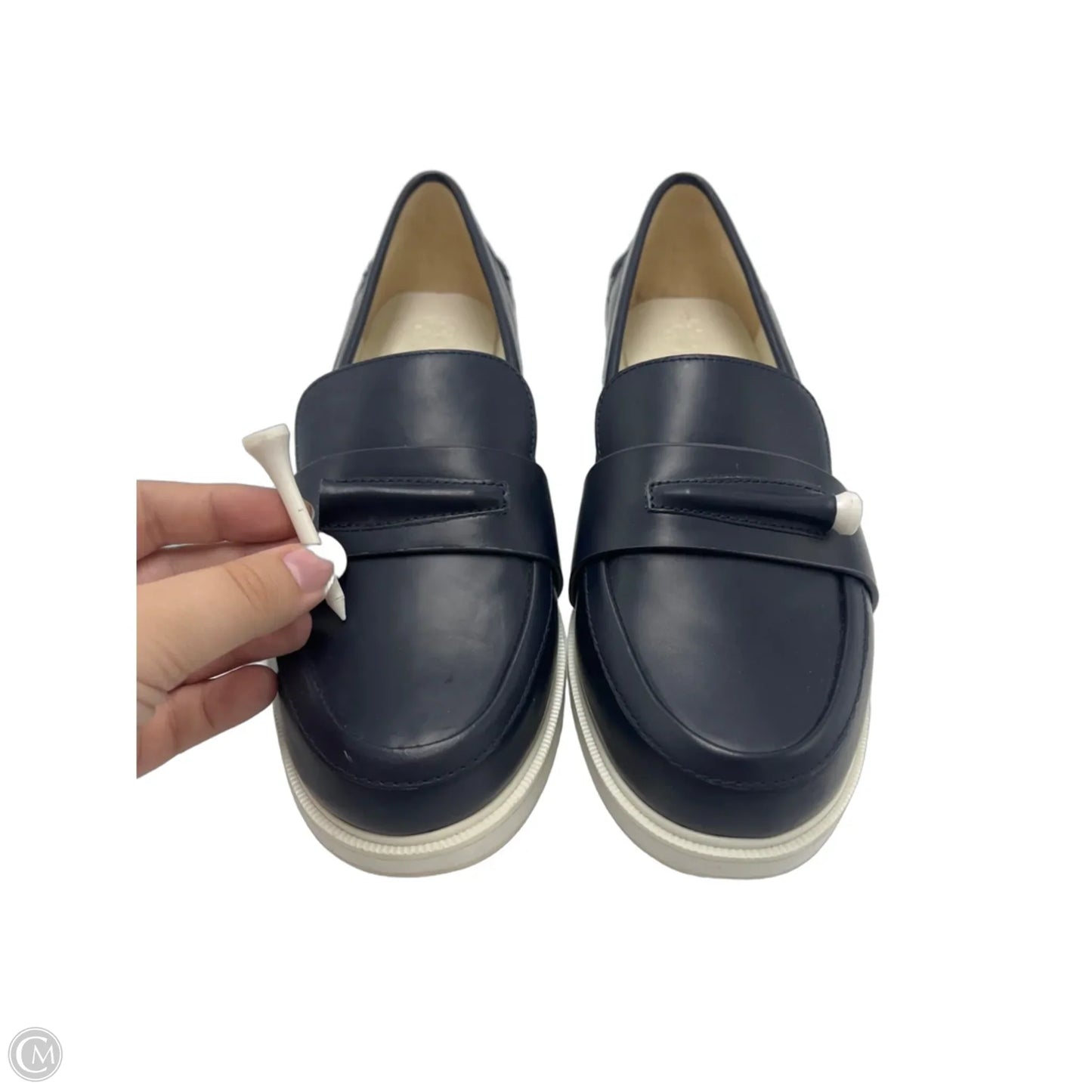 Tory Burch Pocket Tee Designer Shoes In Navy, Size: 7.5