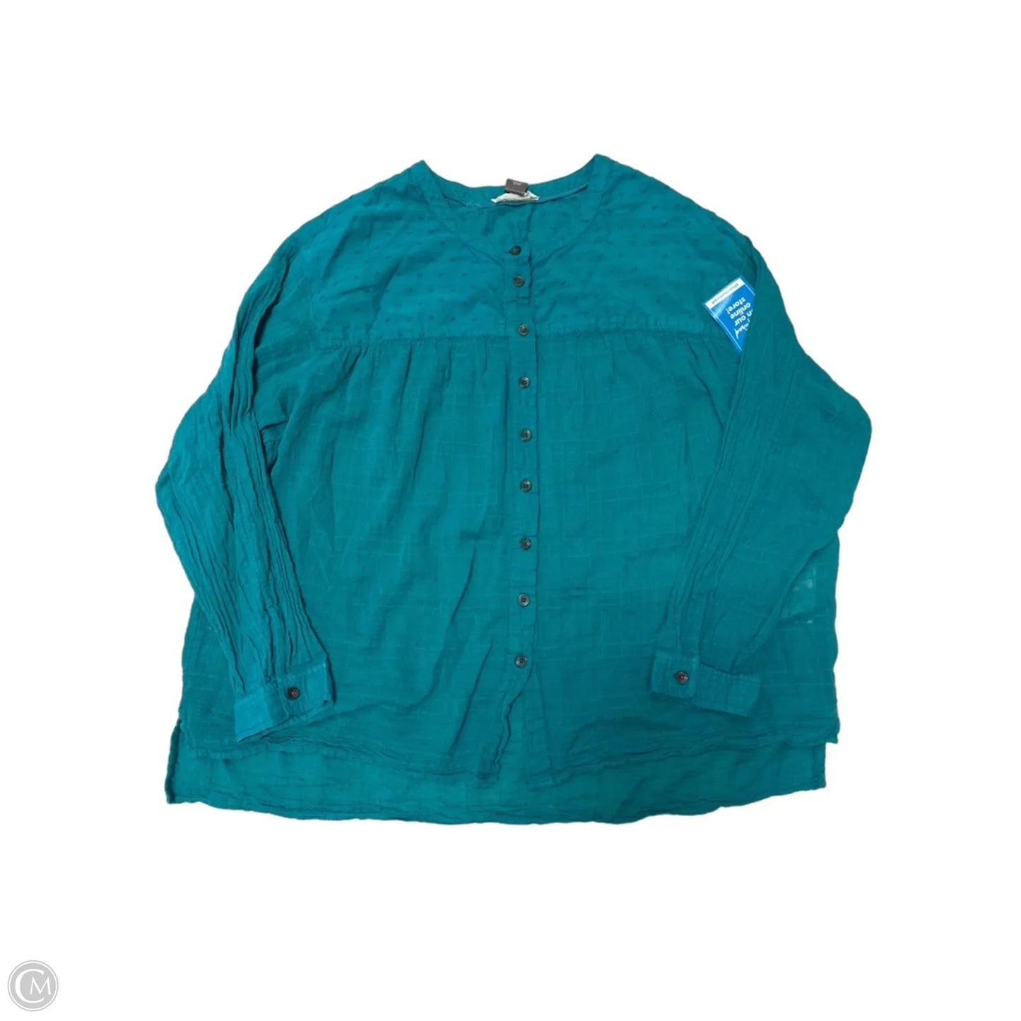 Top Long Sleeve By Anthropologie In Teal, Size: L