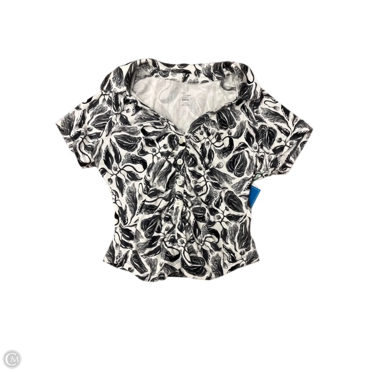Top Short Sleeve By Maeve In Black & White, Size: L