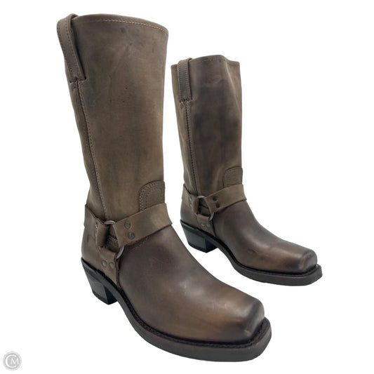 Frye Harness 12R Brown Designer Boots, Size 8