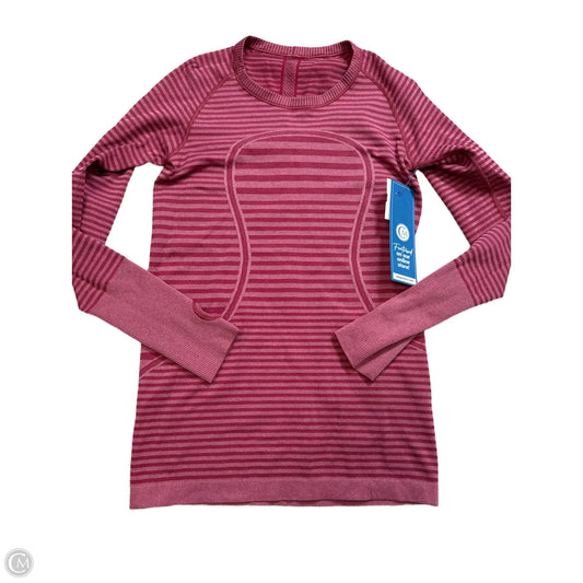 Athletic Top Long Sleeve Collar By Lululemon In Pink, Size: M