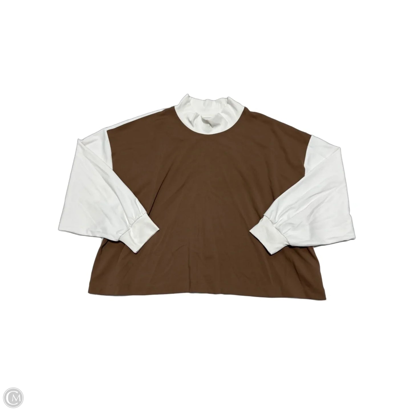 Athletic Top Long Sleeve Collar By Athleta In Cream & Tan, Size: 3x
