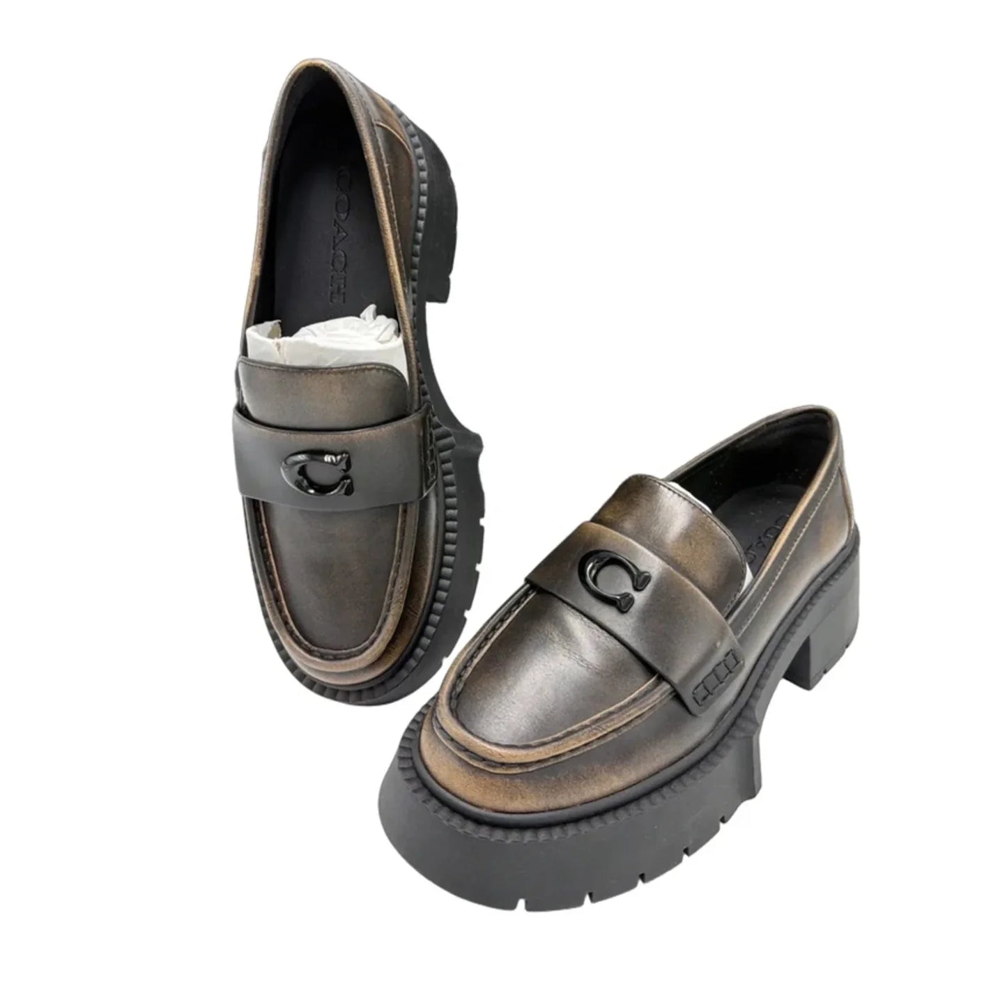 Like New! Leah Platform Loafer By Coach In Brown, Size: 6