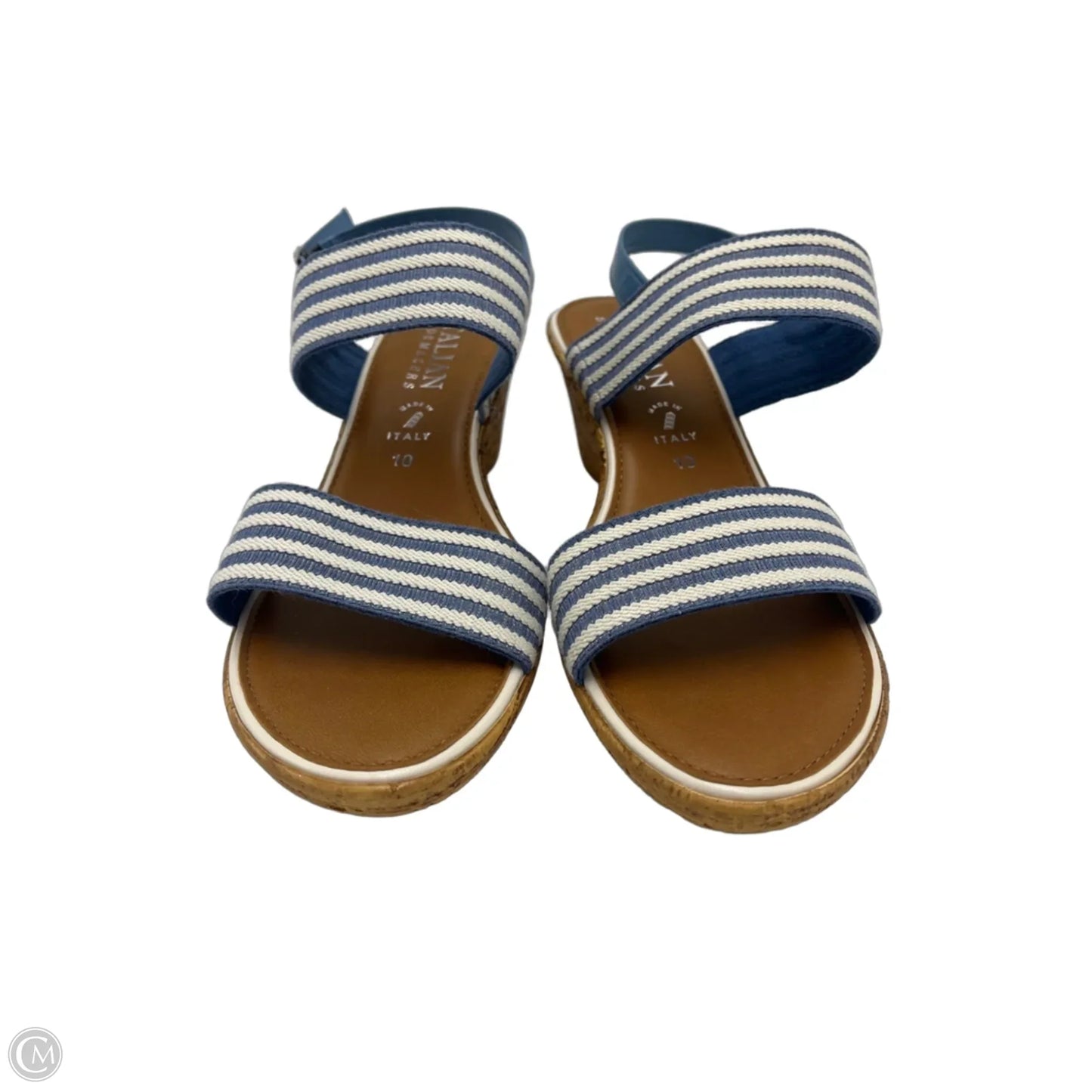 Shoes Heels Block By Italian Shoemakers In Blue & Brown, Size: 10