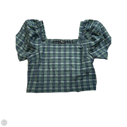Top Short Sleeve By Madewell In Plaid Pattern, Size: Xs