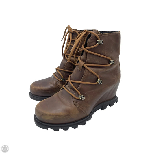 Boots Ankle Heels By Sorel In Brown, Size: 8.5